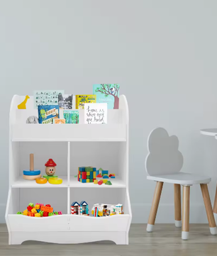 Kinderspeelgoed Opbergplank – PVC Boekenkast met 4 Opbergvakken 67×30×89 cm