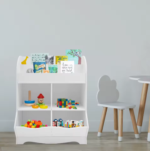 Kinderspeelgoed Opbergplank – PVC Boekenkast met 4 Opbergvakken 67×30×89 cm