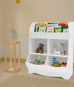 Kinderspeelgoed Opbergplank – PVC Boekenkast met 4 Opbergvakken 67×30×89 cm