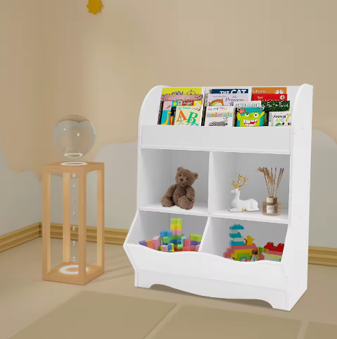 Kinderspeelgoed Opbergplank – PVC Boekenkast met 4 Opbergvakken 67×30×89 cm