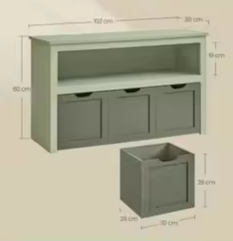 Kinderplank met Wielen – Speelgoedopberger 102×30×60 cm