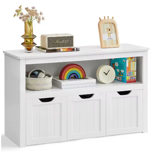 Kinder Opbergkast met Wielen en Opbergbakken – 102x30x60 cm