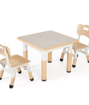 Verstelbare Kindertafel met 2 Stoelen – Kinderbureau voor Spelen en Leren (3–8 Jaar)