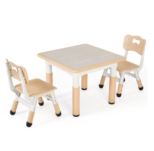 Verstelbare Kindertafel met 2 Stoelen – Kinderbureau voor Spelen en Leren (3–8 Jaar)