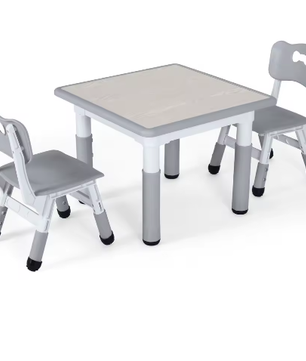 Verstelbare Kindertafel met 2 Stoelen – Kinderbureau voor Spelen en Leren (3–8 Jaar)