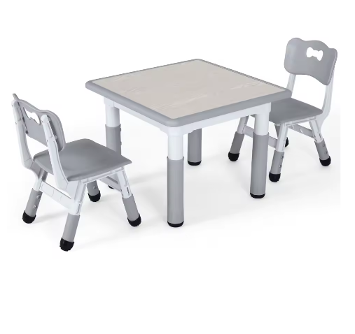 Verstelbare Kindertafel met 2 Stoelen – Kinderbureau voor Spelen en Leren (3–8 Jaar)