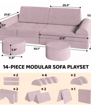 Modulaire Kinderspeelbank – 14-delige Speel- en Zitbank van Schuim