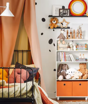 Kinderboekenkast met Opbergboxen –Boekenplank voor Kinderkamer