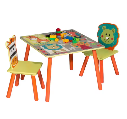 Kindertafel met 2 Stoelen – Houten Speel- en Knutselset