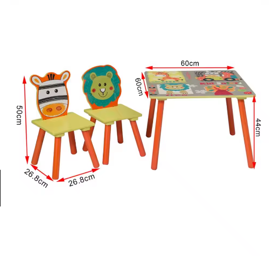 Kindertafel met 2 Stoelen – Houten Speel- en Knutselset