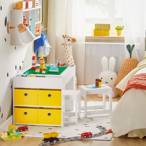 Kindertafel met 2 Stoelen en Opbergruimte – Multifunctionele Kinderzitgroep