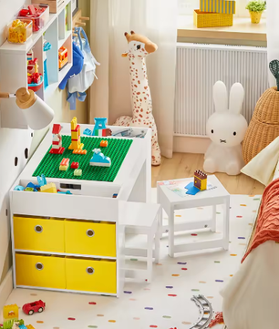 Kindertafel met 2 Stoelen en Opbergruimte – Multifunctionele Kinderzitgroep