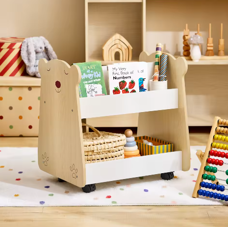 Kinderopbergkast met Wielen voor Boeken en Speelgoed