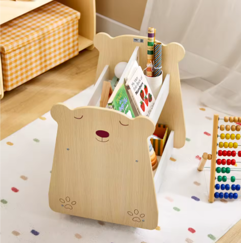 Kinderopbergkast met Wielen voor Boeken en Speelgoed
