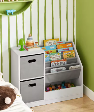 Kinderboekenplank met Opbergboxen voor Boeken en Speelgoed