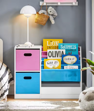 Kinderboekenplank met Opbergboxen voor Boeken en Speelgoed