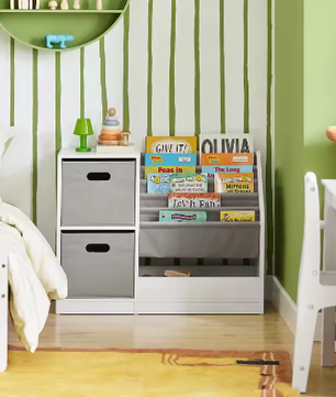 Kinderboekenplank met Opbergboxen voor Boeken en Speelgoed