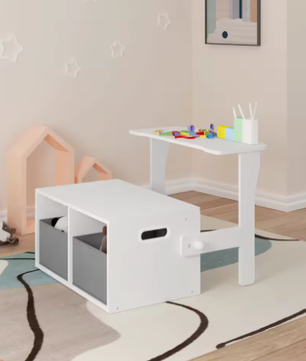 2-in-1 Kindertafel met Bank en Opbergruimte