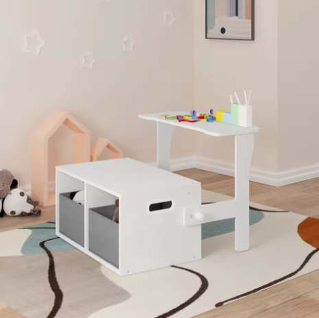 2-in-1 Kindertafel met Bank en Opbergruimte