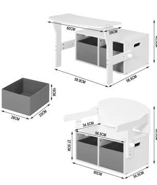 2-in-1 Kindertafel met Bank en Opbergruimte