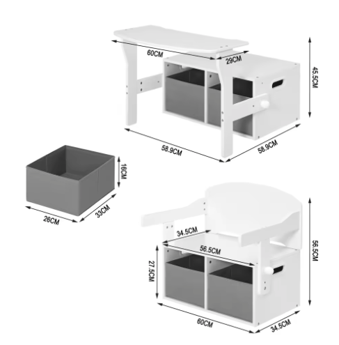 2-in-1 Kindertafel met Bank en Opbergruimte