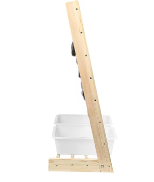 Kinderboekenkast met 4 Hangplanken en 2 Speelgoeddozen – Houten Kinderplank voor Boeken en Speelgoed