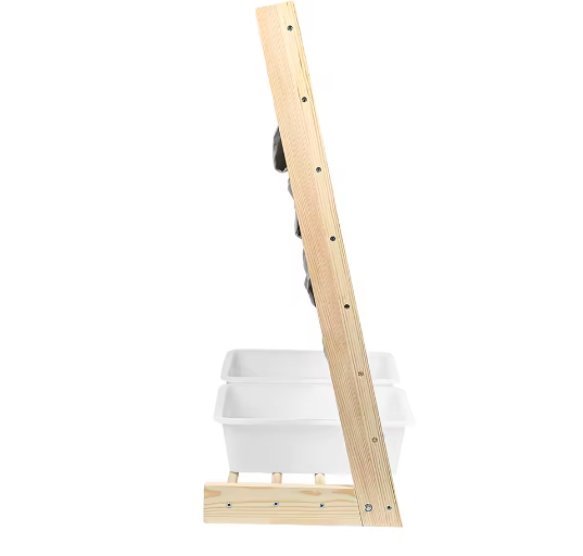 Kinderboekenkast met 4 Hangplanken en 2 Speelgoeddozen – Houten Kinderplank voor Boeken en Speelgoed