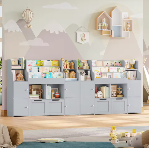 Speelgoedopberger en Kinderboekenkast 3-Laags met Lades en Deuren