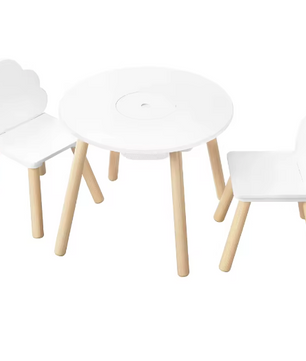 Kindertafel met 2 Stoelen en Wolkvormige Rugleuning