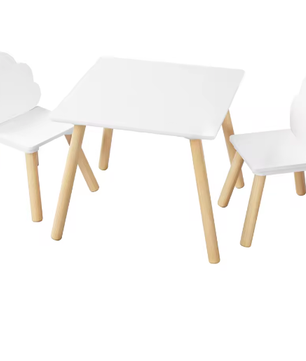 Kindertafel met 2 Stoelen en Wolkvormige Rugleuning