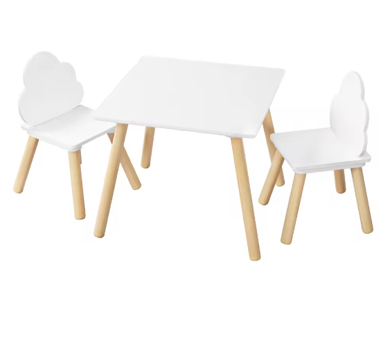 Kindertafel met 2 Stoelen en Wolkvormige Rugleuning