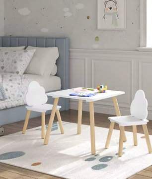 Kindertafel met 2 Stoelen en Wolkvormige Rugleuning