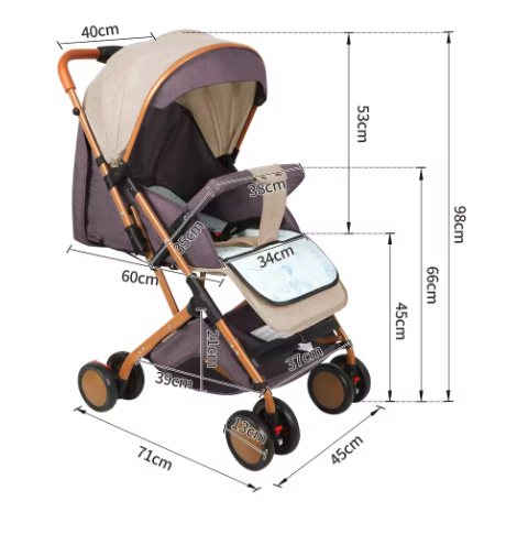 Kinderwagen 0–6 Jaar – Inklapbaar, Zit- en Ligstand, met Klamboe