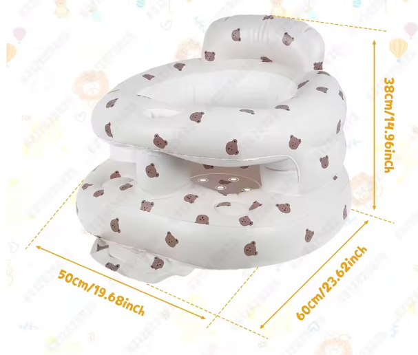 Opblaasbare Babybank – PVC Kinderzitje met Ingebouwde Pomp, Opvouwbaar en Draagbaar