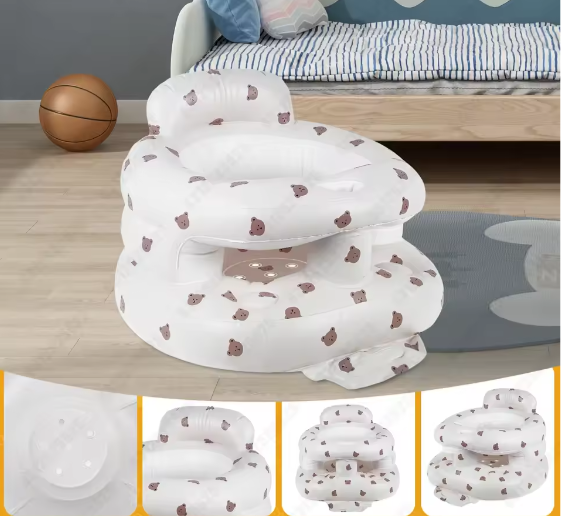Opblaasbare Babybank – PVC Kinderzitje met Ingebouwde Pomp, Opvouwbaar en Draagbaar