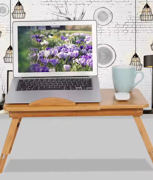 Verstelbaar Bamboe Laptopbureau – Opvouwbaar Boek- en Leesrek