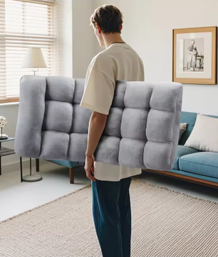 Opvouwbare Vloerstoel met Rugsteun – Multifunctionele Fauteuil voor Lezen, Ontspannen en Slapen