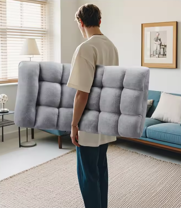 Opvouwbare Vloerstoel met Rugsteun – Multifunctionele Fauteuil voor Lezen, Ontspannen en Slapen