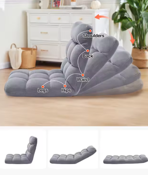 Opvouwbare Vloerstoel met Rugsteun – Multifunctionele Fauteuil voor Lezen, Ontspannen en Slapen