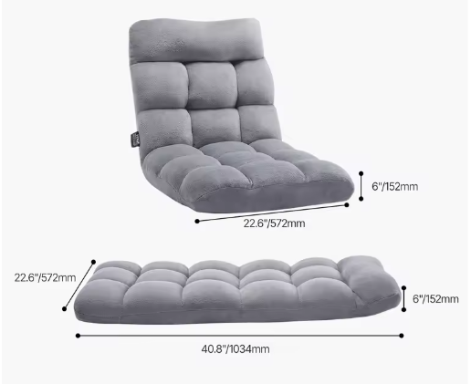 Opvouwbare Vloerstoel met Rugsteun – Multifunctionele Fauteuil voor Lezen, Ontspannen en Slapen