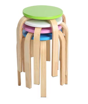 Antislip Gebogen Houten Stapelkruk voor Kinderkamer en Thuis