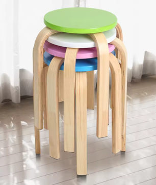 Antislip Gebogen Houten Stapelkruk voor Kinderkamer en Thuis
