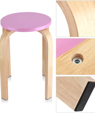 Antislip Gebogen Houten Stapelkruk voor Kinderkamer en Thuis