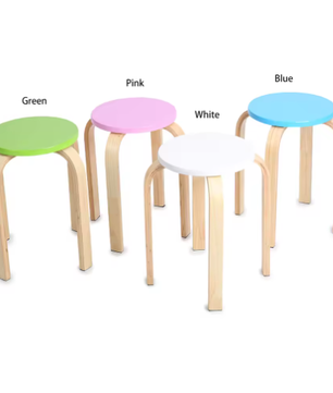 Antislip Gebogen Houten Stapelkruk voor Kinderkamer en Thuis