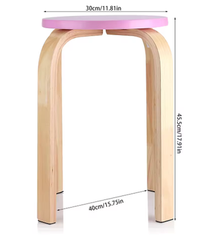 Antislip Gebogen Houten Stapelkruk voor Kinderkamer en Thuis