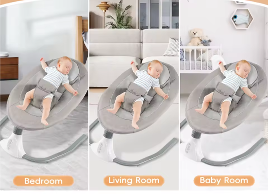 Elektrische Babyschommel met Afstandsbediening, Bluetooth en Timer (0–18 Maanden)