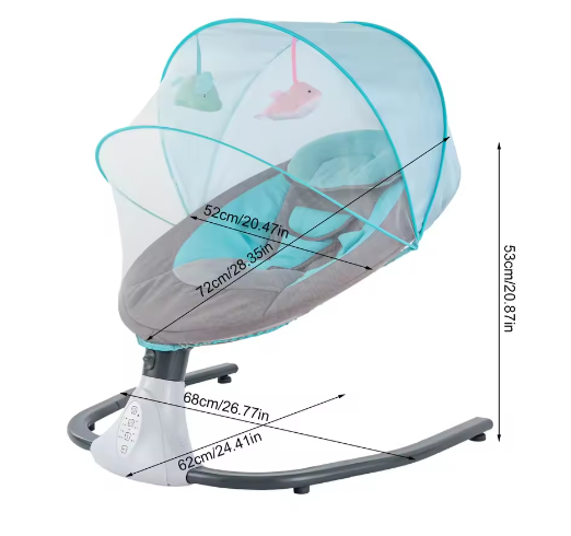 Elektrische Babyschommel met Afstandsbediening, Bluetooth en Timer (0–18 Maanden)