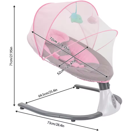 Elektrische Babyschommel met Afstandsbediening, Bluetooth en Timer (0–18 Maanden)