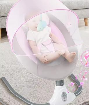 Elektrische Babyschommel met Afstandsbediening, Bluetooth en Timer (0–18 Maanden)