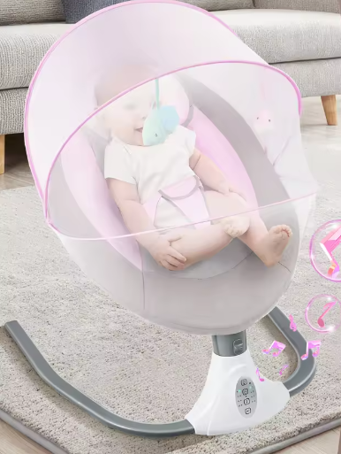 Elektrische Babyschommel met Afstandsbediening, Bluetooth en Timer (0–18 Maanden)